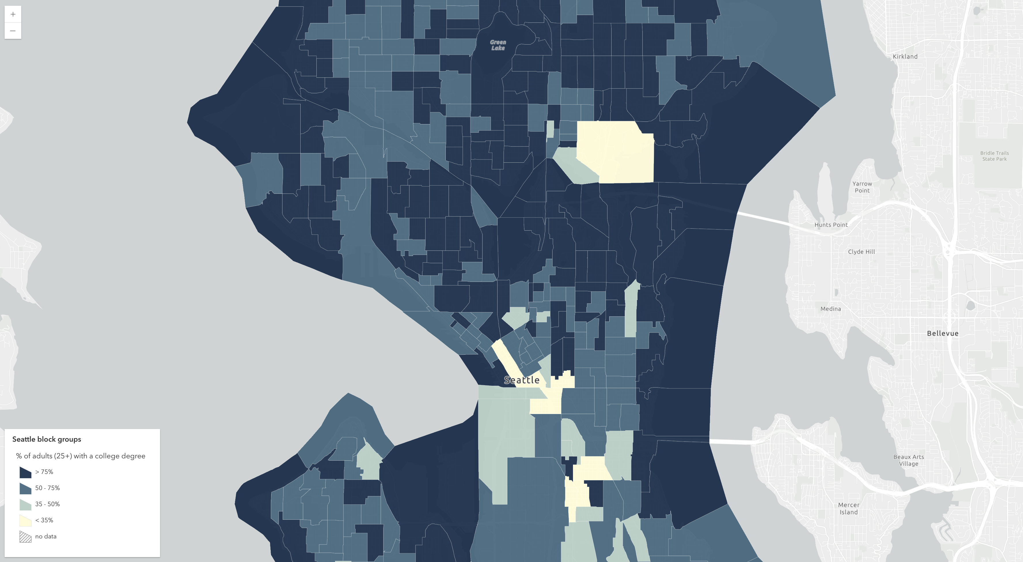 Map of Seattle with data